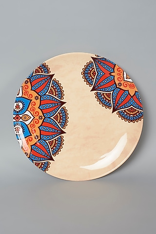 Beige Mandala Art Ceramic Wall Plate by The Quirk India