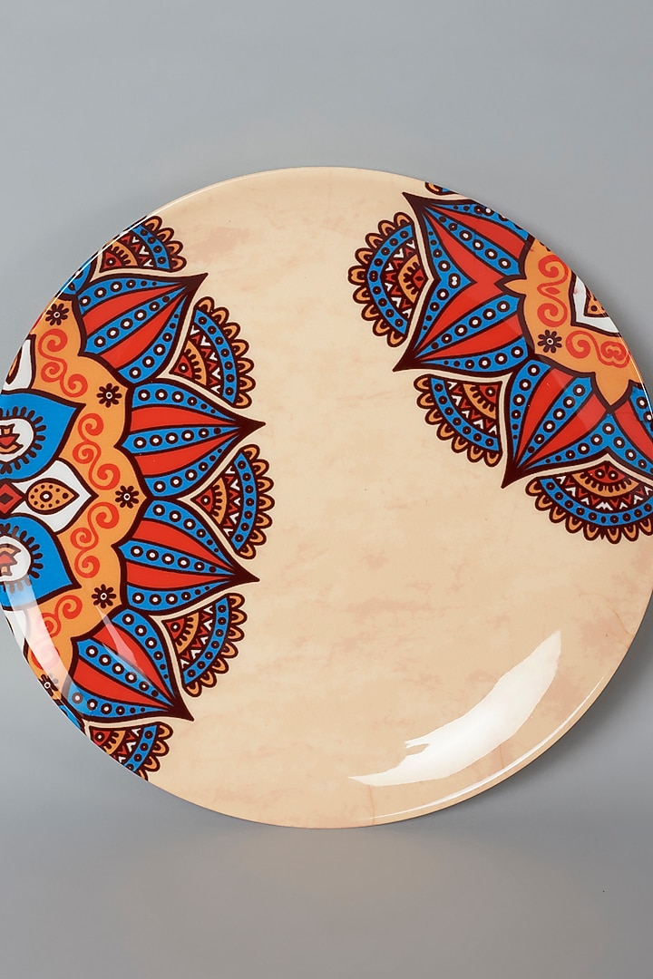 Beige Mandala Art Ceramic Wall Plate by The Quirk India at Pernia's Pop Up Shop