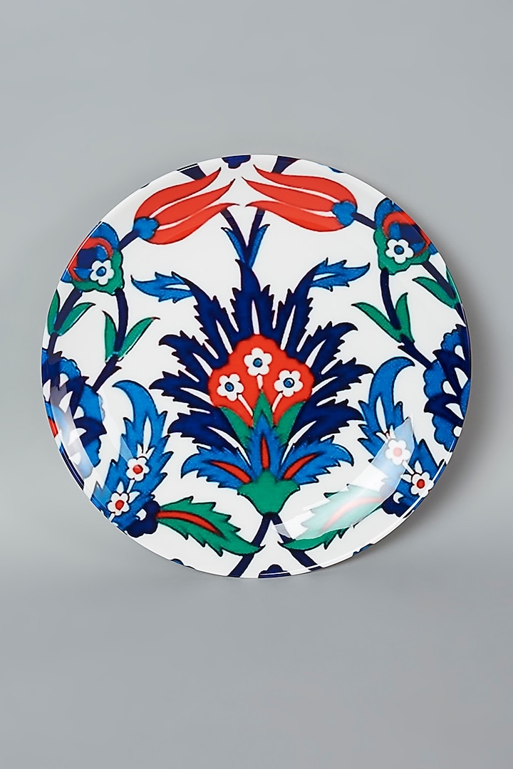 Multi-Colored Floral Turkish Ceramic Wall Plate by The Quirk India