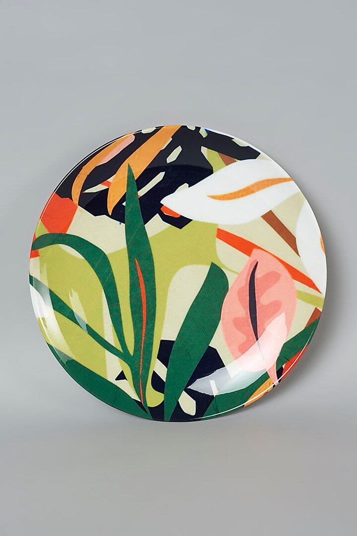 Multi-Colored American Artistic Abstract Ceramic Wall Plate by The Quirk India