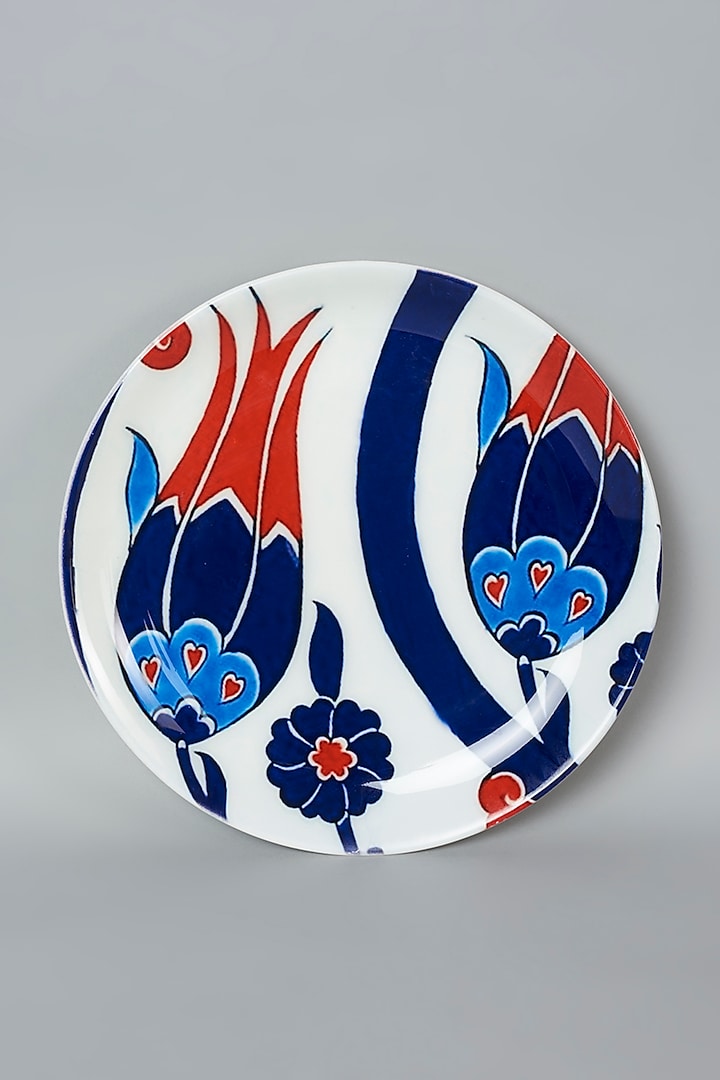 Multi-Colored Turkish Rise Of Flower Ceramic Wall Plate by The Quirk India