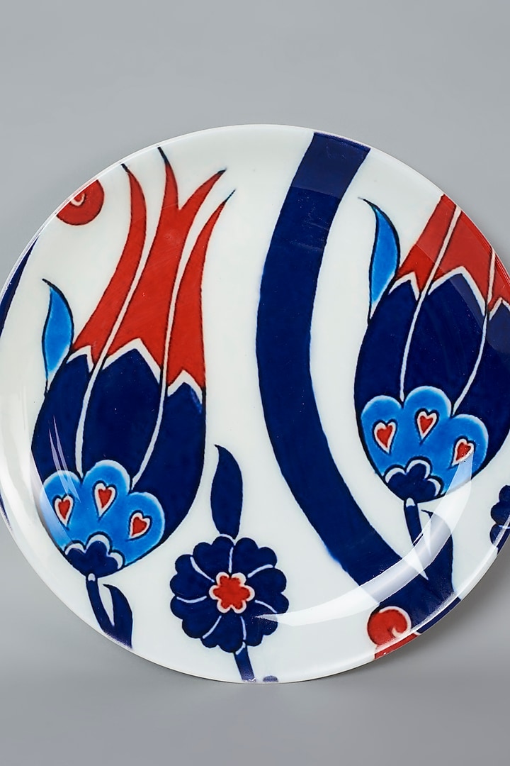 Multi-Colored Turkish Rise Of Flower Ceramic Wall Plate by The Quirk India at Pernia's Pop Up Shop