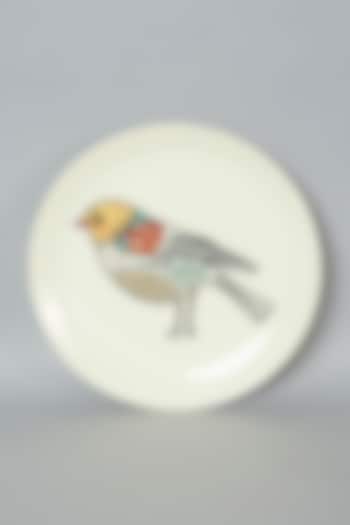 White Vintage American Bird Art Wall Plate by The Quirk India
