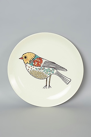 White Vintage American Bird Art Wall Plate by The Quirk India