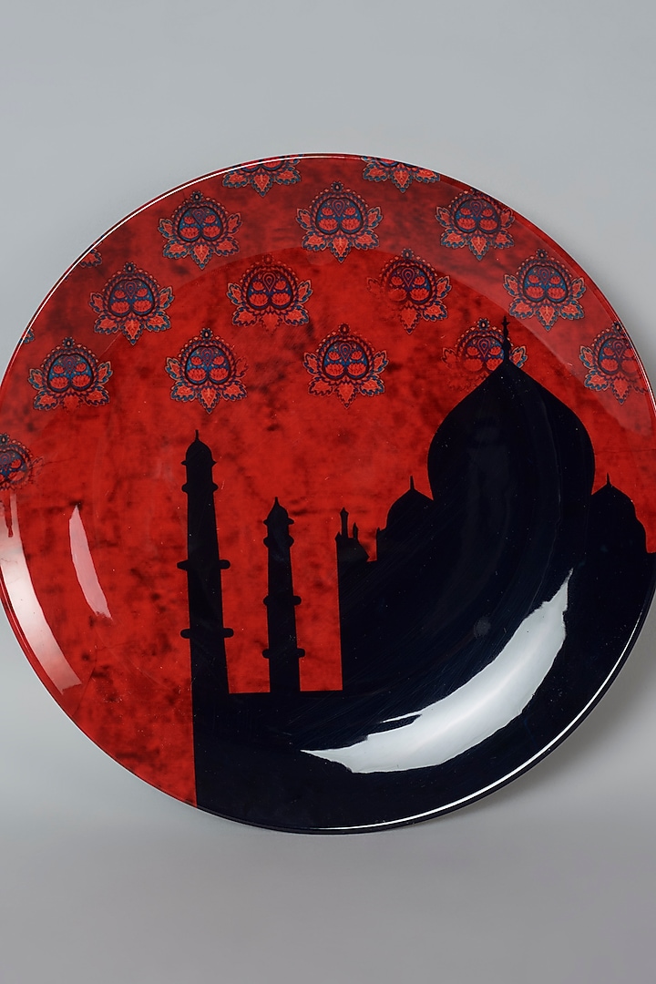 Red & Purple Taj Mahal Ceramic Wall Plate by The Quirk India at Pernia's Pop Up Shop
