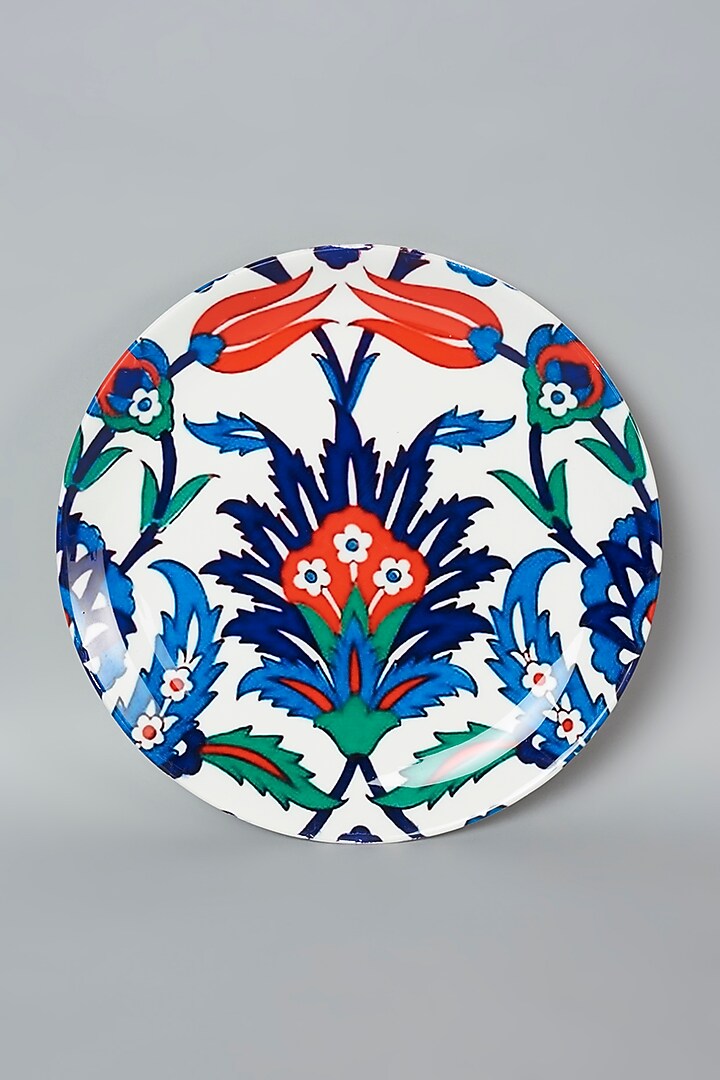 Multi-Colored Ceramic Turkish Floral Wall Plate by The Quirk India
