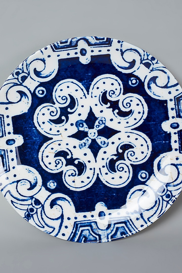White & Blue Pottery Pattern Wall Plate by The Quirk India at Pernia's Pop Up Shop