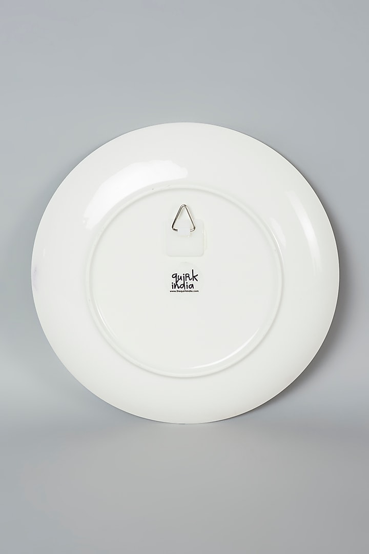 White Ceramic Indian Magnificent Birds Wall Plate by The Quirk