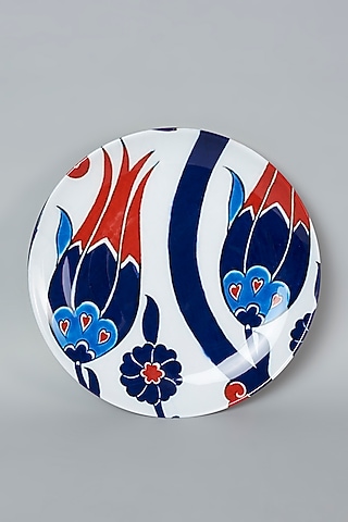 Multi-Colored Ceramic Turkish Rise Of Floral Wall Plate by The Quirk India
