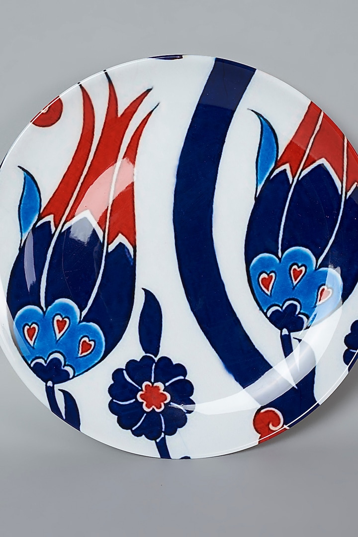 Multi-Colored Ceramic Turkish Rise Of Floral Wall Plate by The Quirk India at Pernia's Pop Up Shop