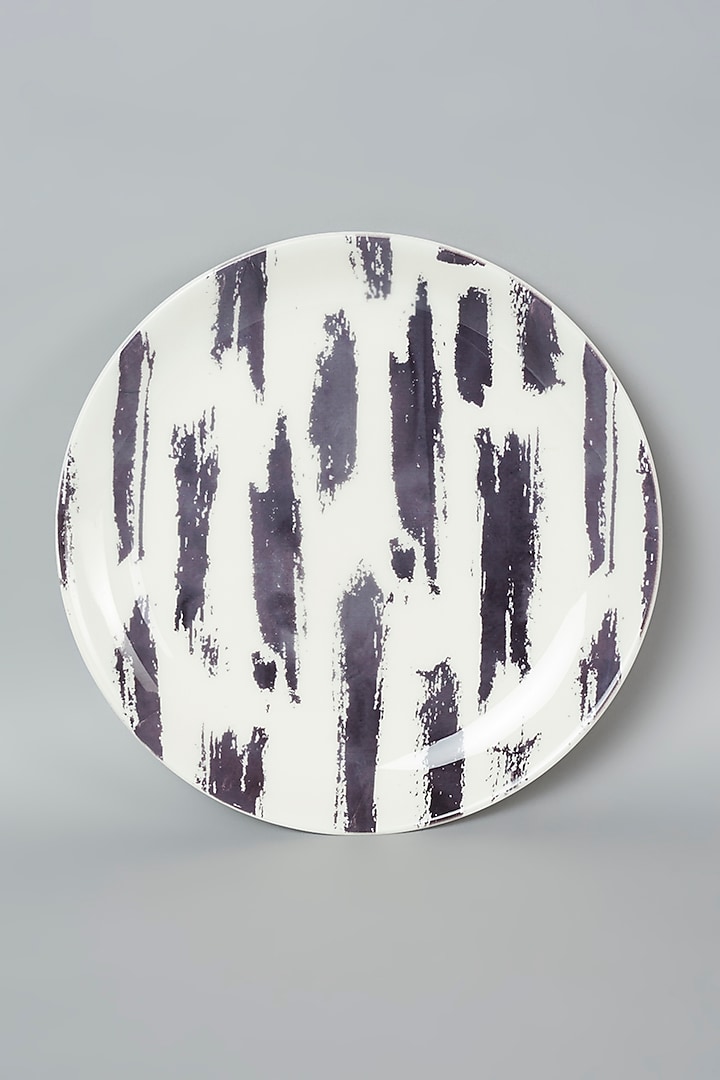 White With Black Lines Scribbled Wall Plate by The Quirk India