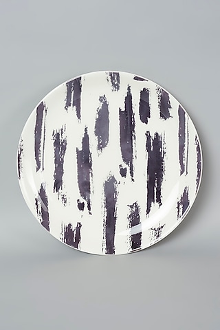 White With Black Lines Scribbled Wall Plate by The Quirk India