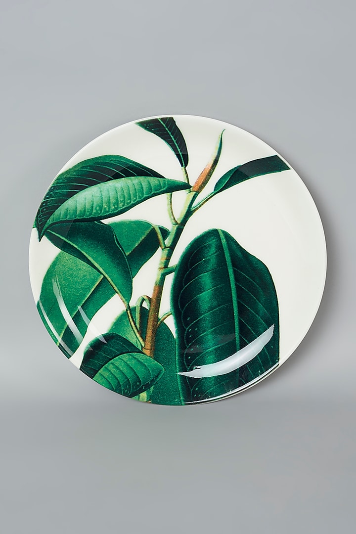 White Banana & Palm Leaf Wall Plate by The Quirk India