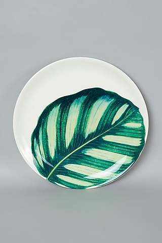 White Vintage Leaf Style Wall Plate by The Quirk India
