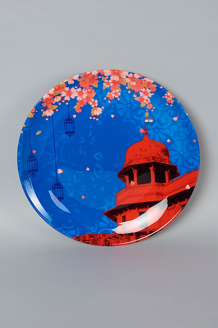 Blue Lal Kila Ceramic Decorative Wall Plate by The Quirk India