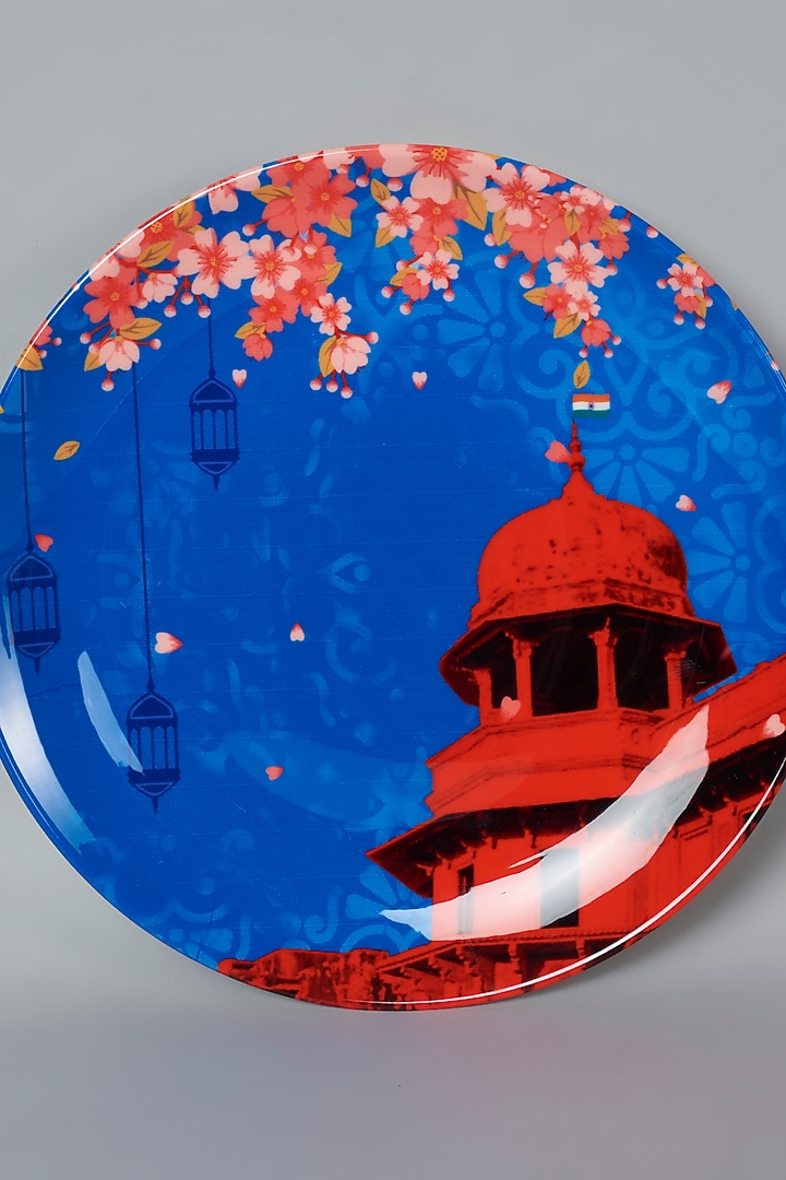 Blue Lal Kila Ceramic Decorative Wall Plate by The Quirk India at Pernia's Pop Up Shop