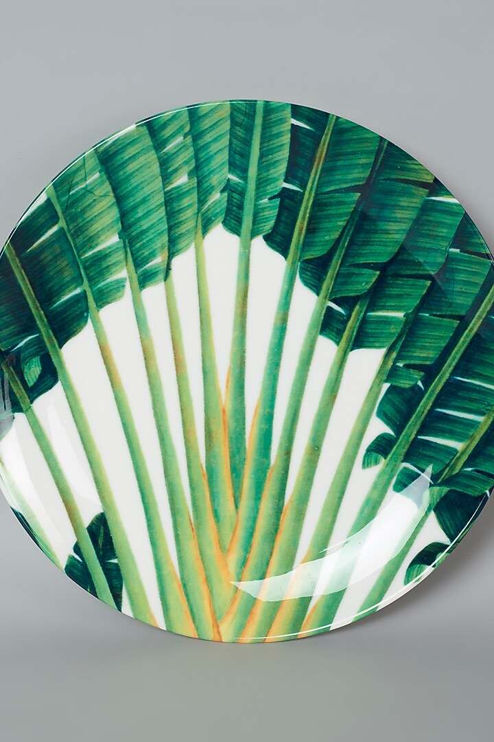 White & Green Banana Leaves Cluster Wall Plate by The Quirk India at Pernia's Pop Up Shop