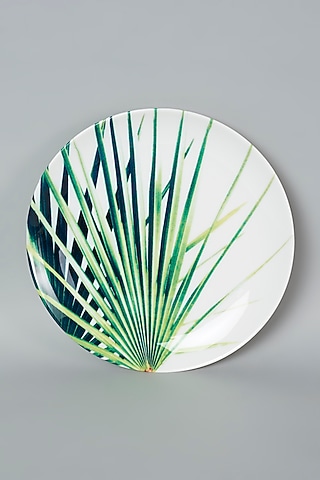 White Vintage Leaf Left Wing Wall Plate by The Quirk India
