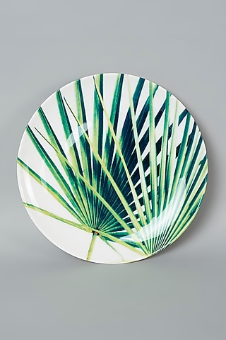 White Vintage Leaf Right Wing Wall Plate by The Quirk India