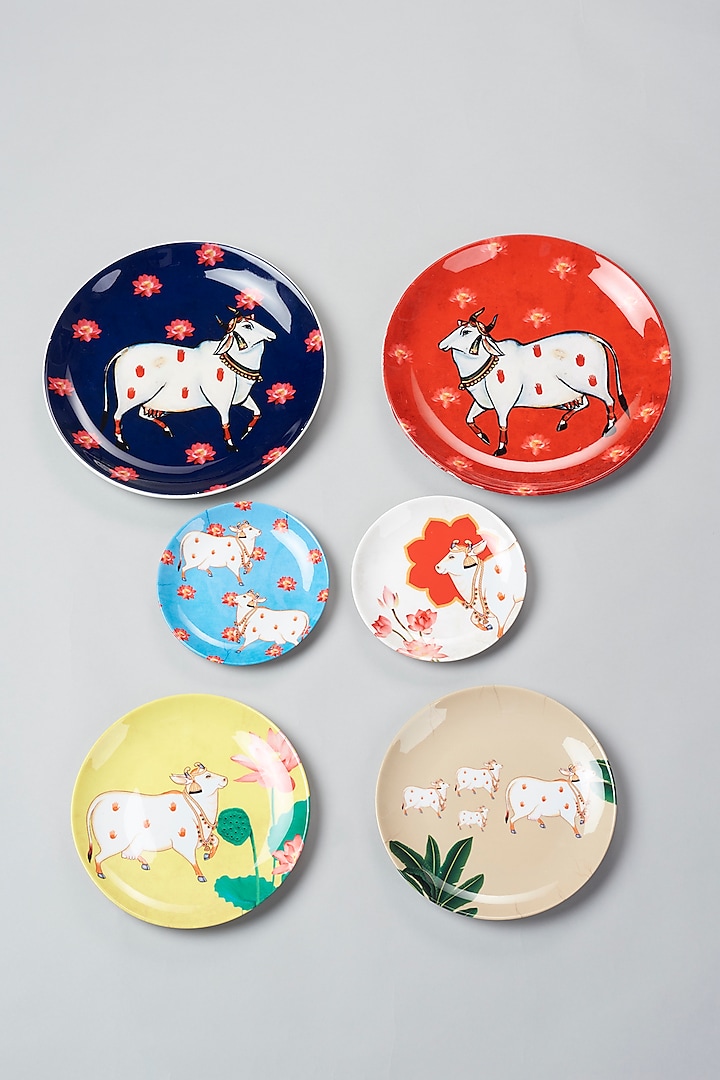 Pichwai Cow Wall Plates (Set of 6) by The Quirk India