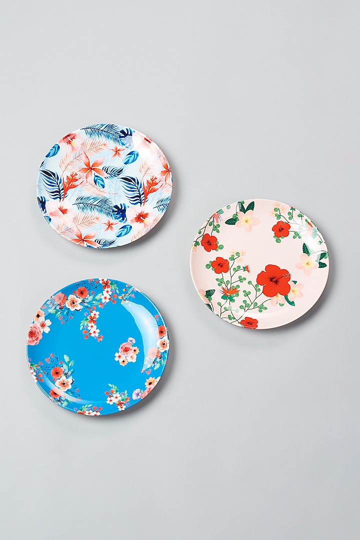 Rich Floral Beauty Wall Plates (Set of 3) by The Quirk India