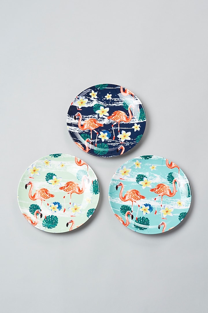 Dash of Flamingoes Wall Plates (Set of 3) by The Quirk India