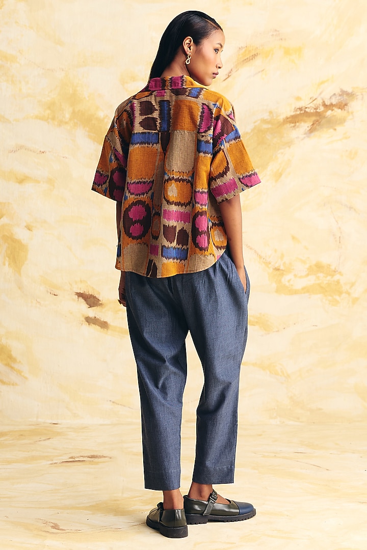 Beige Linen Ikat Printed Co-Ord Set by Translate Ikat India at Pernia's Pop Up Shop