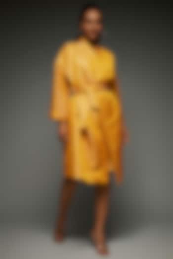 Mustard Jacquard Satin Kimono Summer Dress by TheRealB at Pernia's Pop Up Shop