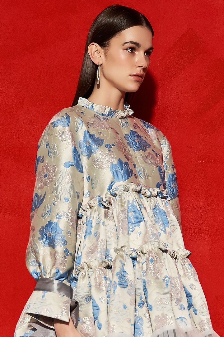 Grey Printed Tiered Vacation Dress by TheRealB at Pernia's Pop Up Shop