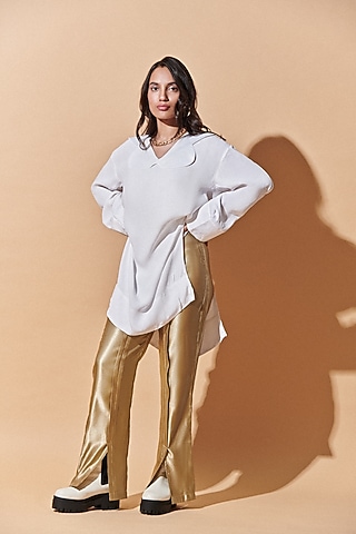 Golden Textured Flared Pants by TheRealB