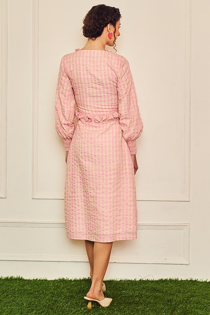 Pink Cotton Ruffled Midi Summer Dress by TheRealB at Pernia's Pop Up Shop