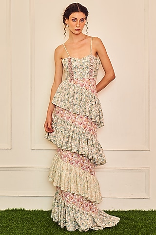 Multi-Colored Cotton Printed Ruffled Dress by TheRealB