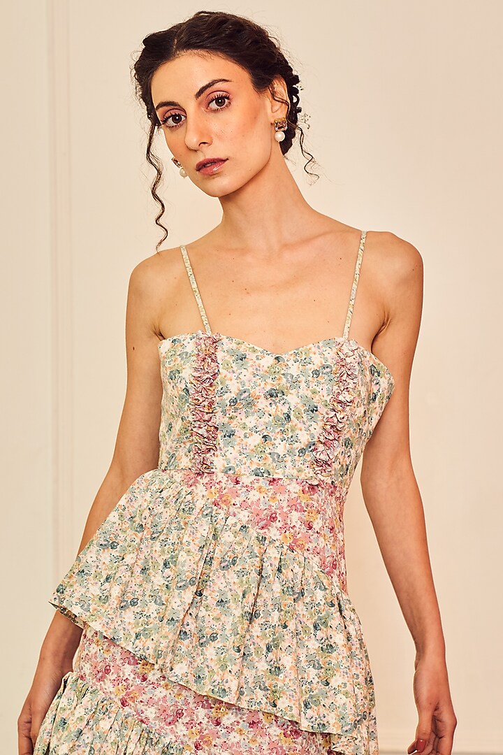 Multi-Colored Cotton Printed Ruffled Summer Dress by TheRealB at Pernia's Pop Up Shop