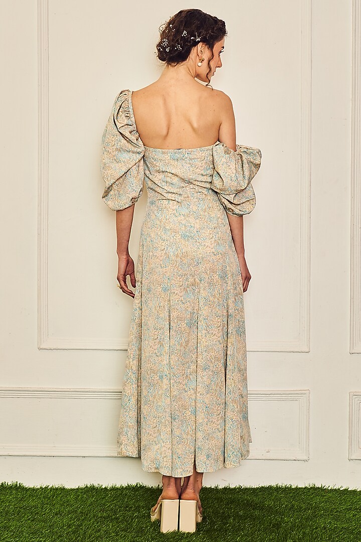 Multi-Colored Polyester Asymmetric Midi Summer Dress by TheRealB at Pernia's Pop Up Shop