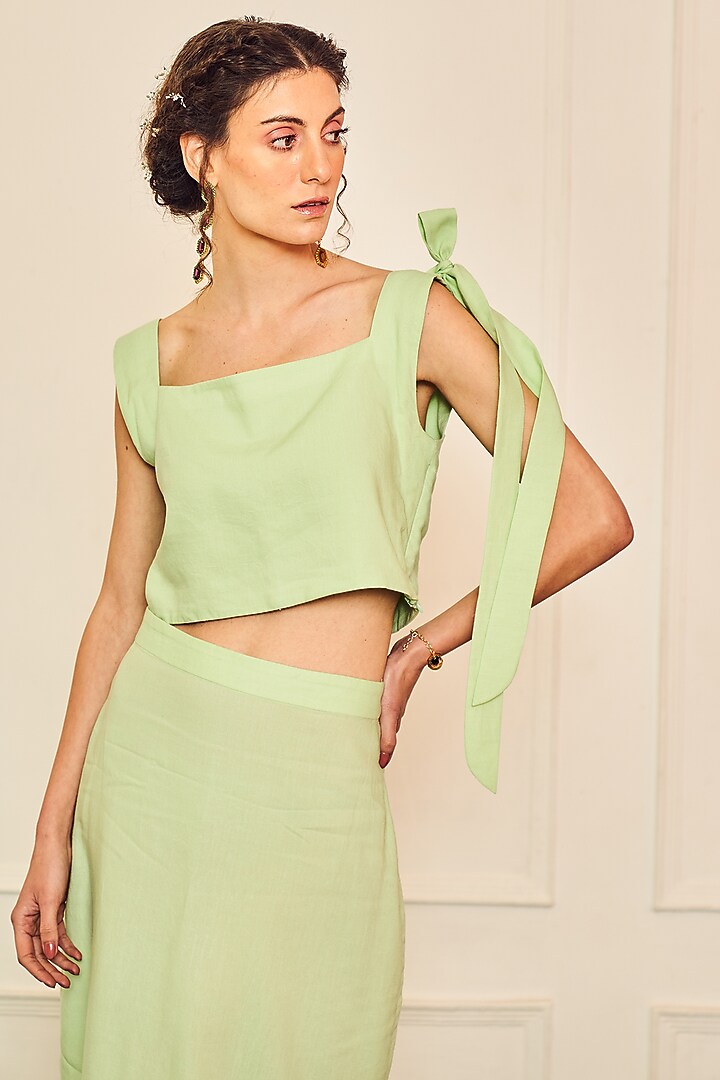 Mint Green Cotton Skirt Set by TheRealB at Pernia's Pop Up Shop
