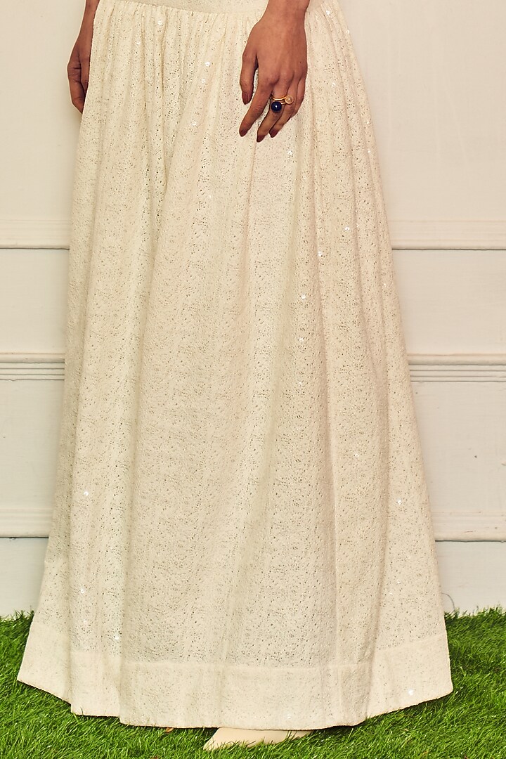 Off-White Viscose Midi Skirt Set by TheRealB at Pernia's Pop Up Shop