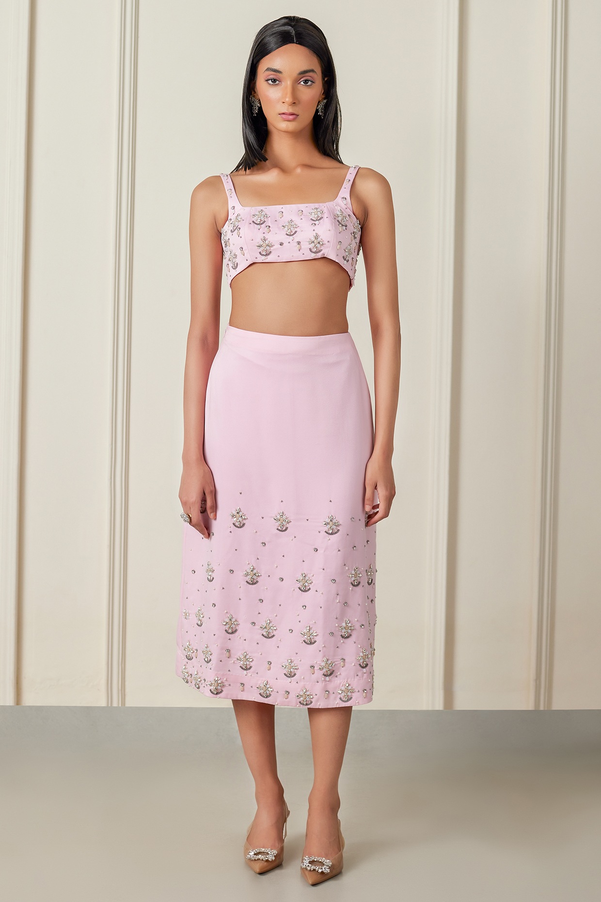 Satin embellished skirt cheap