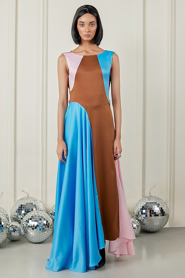Multi-Colored Satin Maxi Dress by TheRealB