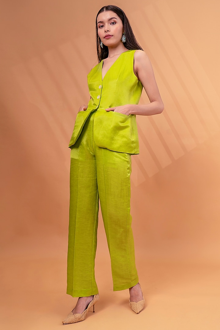 Chartreuse Cotton Linen Co-Ord Set by TheRealB at Pernia's Pop Up Shop