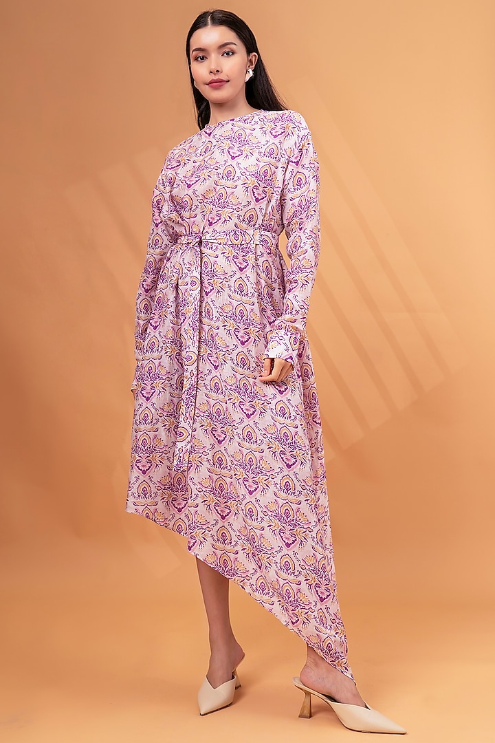 Purple & Mustard Cotton Linen High-Low Midi Dress by TheRealB at Pernia's Pop Up Shop