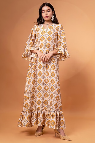 Mustard Cotton Linen A-Line Maxi Dress by TheRealB