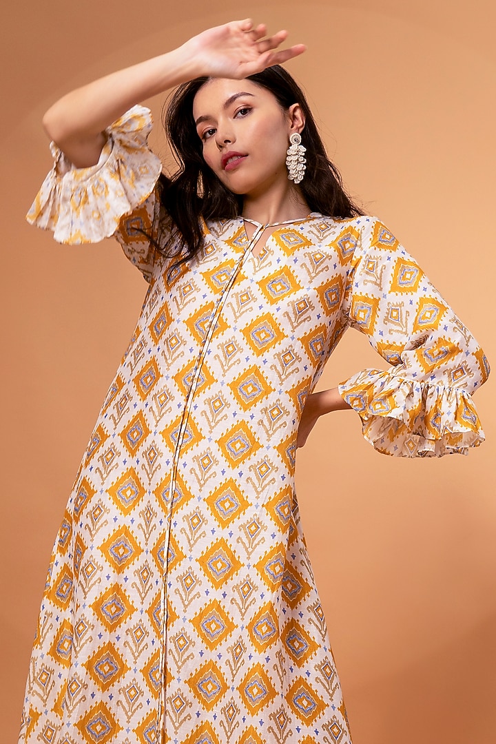 Mustard Cotton Linen A-Line Maxi Summer Dress by TheRealB at Pernia's Pop Up Shop