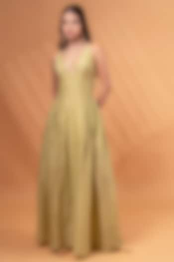 Olive Cotton Linen Maxi Dress by TheRealB at Pernia's Pop Up Shop