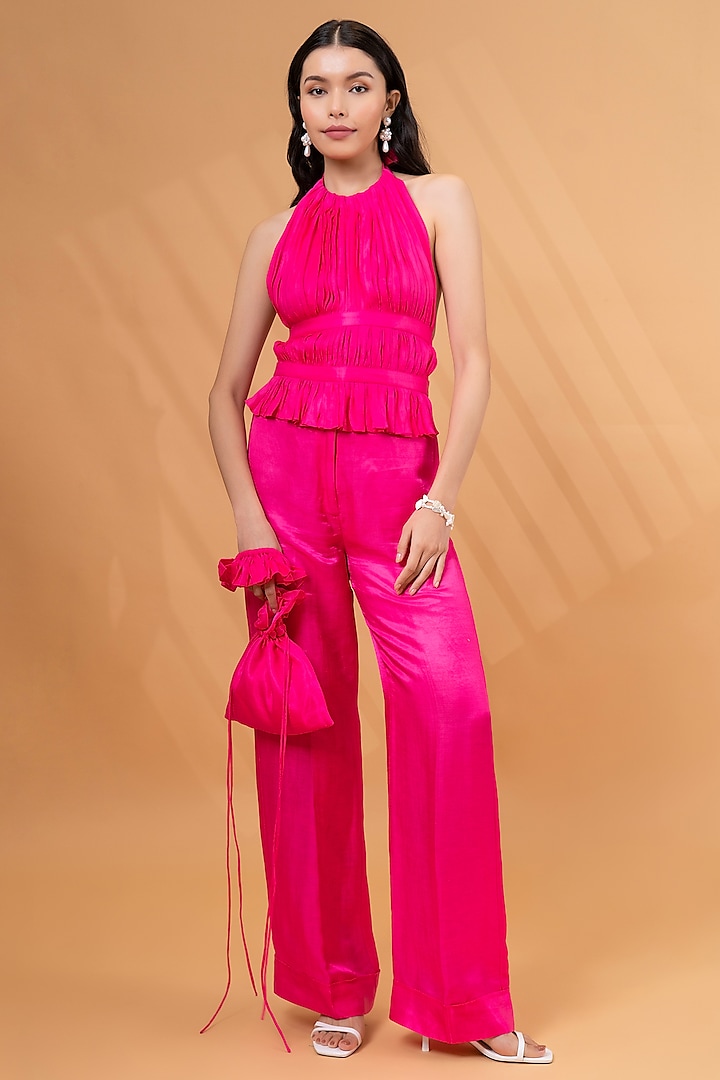 Hot pink Cotton Linen Co-Ord Set by TheRealB at Pernia's Pop Up Shop