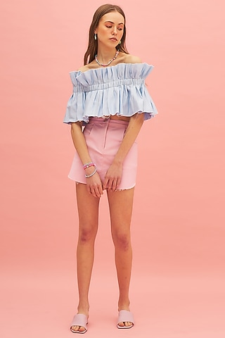 Sky Blue Pleated Tube Top by TheRealB