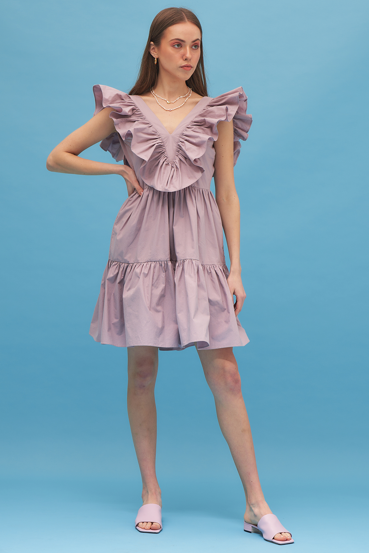 Lilac Cotton Layered Mini Summer Dress by TheRealB at Pernia's Pop Up Shop