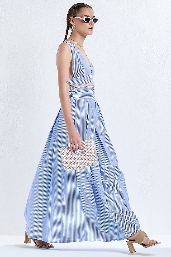 Blue Striped Box-Pleated Skirt Set by TheRealB
