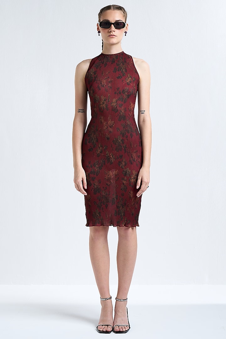 Maroon Floral Printed Dress by TheRealB