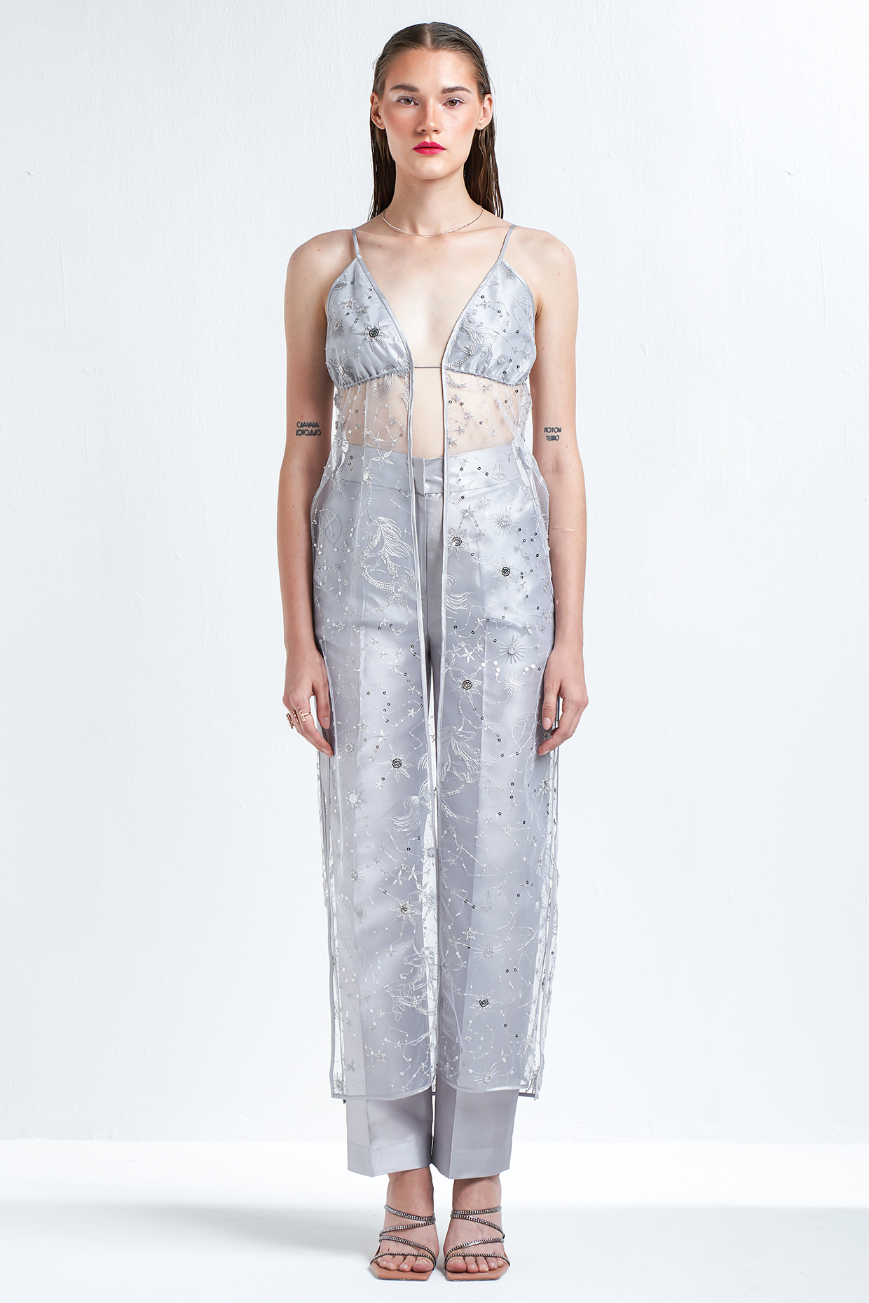 Grey Polyester Pant Set by TheRealB at Pernia's Pop Up Shop