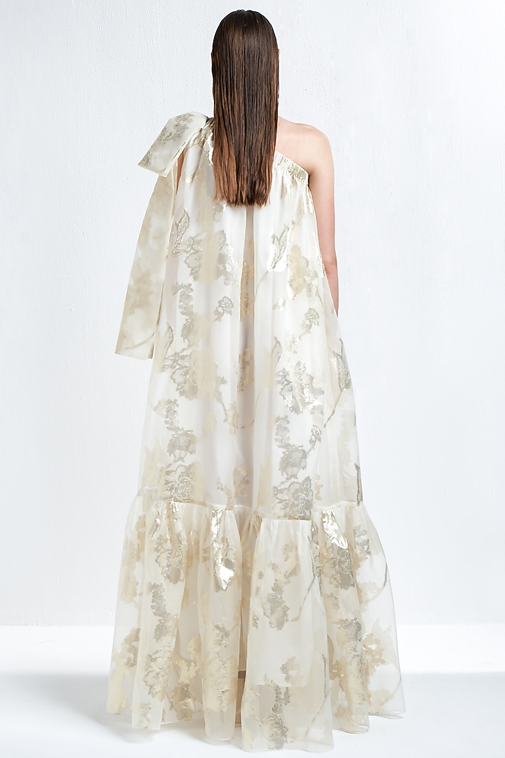 White Printed One-Shoulder Summer Dress by TheRealB at Pernia's Pop Up Shop